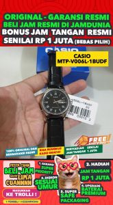CASIO ORIGINAL - CASIO MTP-V006L-1B - MEN - Black -Strap Kulit - Jam dunia JD17ST # Jam Tangan Pria Cowok Anti Air Digital Analog + CASIO MTP V006L 1B MTP-V006L V 006 L MTPV006 MTP-V006 MTPV006L MTP-006 V006 $ WR0 STK SD7 HT7