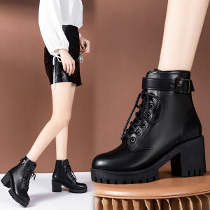 British Style High Heel Martin Boots Womens Short Tube Sweet Style PU Leather Spring Summer Fashion Sharp Pointed Toe Boots