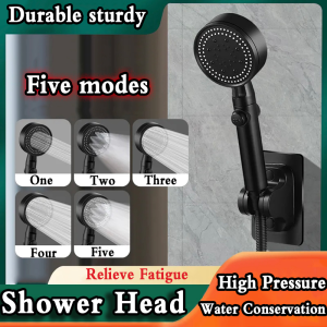 5 Modes Shower Head Handheld Water Saving High Pressure Shower Head Massage Shower Nozzle Filters Water Saving Spray Bathroom Accessories With Stop Button 高压淋浴器 