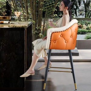 Leather Vintage Bar Stool Luxury Sensation High Chair American Style Rotating Stool Home Use Counter Height Bar Stool
