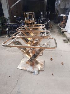 Bàn ăn chân X LACASA Inox nhập nhập khẩu cao cấp hiện đại căn hộ chung cư nhà phố