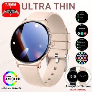 LIGE | LIGE Ultra Thin Fashion Smart Watch Women Screen Always Display Time Sport Bracelet Clock Bluetooth Call AMOLED Smartwatch Woman