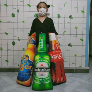 GỐI ÔM CHAI BIA GỐI ÔM 3D SIZE LỚN VẢI NHUNG MỊN AN TOÀN CHO BÉ