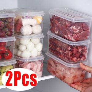 2 cái 700ml Tủ lạnh dung tích lớn lưu trữ hộp thực phẩm rau quả hộp bảo quản thịt đông lạnh bánh bao container hộp bảo quản