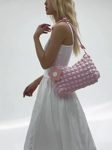 【Gantungan Bunga】Puffy Bag Selempang Flower/Tas Selempang Pillow Korea Style/Tas Tote Bag Wanita Awan Lucu Baru 2025