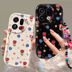 เคสโทรศัพท์ OPPOFindX9 OPPO Find X9 Pro พร้อมสร้อยข้อมือลูกปัดเพ้นท์ผีเสื้อทันสมัยกรอบด้านหลังซิลิโคนนิ่มปกป้องเลนส์