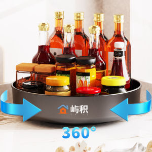 Rotatable Kitchen Storage Rack for Spices Oil Salt Vinegar Multi-Functional Entrance Organizer Carbon Steel Countertop Shelf