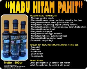 Madu hitam pahit plus Insulin + sambiloto 500 gr madu sehat madu hitam madu penambah stamina madu menyegarkan badan madu murni alami dengan campuran rempah pilihan