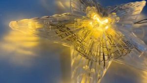 New Year Decor Christmas Tree LED Five-Pointed Stars Hanging Lights Flashing Pentagram Lamp Fairy Lights Xmas Tree Topper Home Decoration