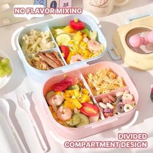Cute Macaron Bento Box with Fork Spoon / Freezer Safe / Deviding Lunch Container for Women Teens / School Work Picnic Meal-pre Storage