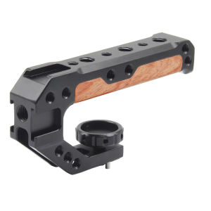 Probty ZV-E10 Cage with Wooden Handle and Built-in Threaded Holes Cold Shoe and Quick Release Plate for Sony ZV-E10 Camera