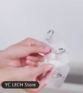 10pcs Punch-free Traceless Adhesive Hooks for Bathroom Transparent Wall-mounted Adhesive Hooks for Wall Door and Toilet Self-adhesive Hooks