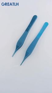 2types Titanium Adson Tissue Forceps Eye Tweezers Serrated Tips/Teeth Ophthalmic Autoclavable Instruments 1pcs