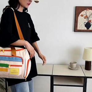 Colorful Retro Travel Bag Large Capacity Duffle With Shoulder Strap Sports Gym Carry-On Multi-Pocket Casual Weekend Luggage