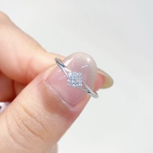 LAZO DIAMOND Split Shank Square Prongs Diamond Ring in 9k White Gold