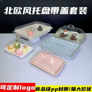 Thùng Đựng Thức Ăn Trưa Bằng Nhựa Hình Chữ Nhật Có Nắp Đậy Dùng Để Bán Hàng Thùng Đựng Bánh Mousse Sushi Đĩa Trưng Bày Thức Ăn