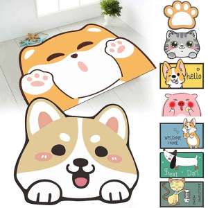 Cartoon Door Mat Soft Mat for Bathroom Floor Quick-Drying Bathroom Carpets Cute Cat Animal Print Carpets Matting Floor Cat Puppy Dog Anti-slip Carpet ( 40*60 Cm )