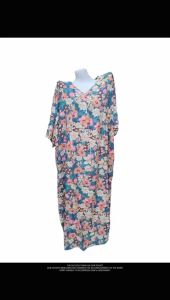 Kaftan Kelawar Baju Tidur Perempuan Kaftan Night Dress Ice Silk Lengan Luas Maternity Dress 长睡裙 102