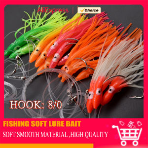 Mrlurion 1bag 12cm soft artificial squid deep sea jig string hook Octopus skirt lure for Mackerel bass Tuna trolling fishbait