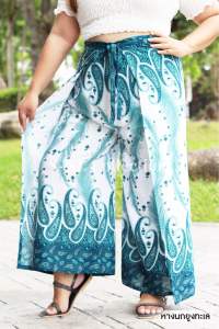 กางเกงผูกหน้าหลัง พลัสไซส์ เอว 38-48 นิ้ว ผ้าเรยอน