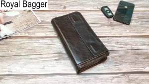 กระเป๋าสตางค์ยาว 323Royal Bagger สำหรับผู้ชาย หนังวัวแท้ กระเป๋าคลัทช์ กระเป๋าถือซิปคู่ กระเป๋าธุรกิจ กระเป๋าเอกสาร กระเป๋าสตางค์แบบคลิปสำหรับผู้ชาย