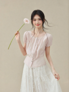 OUYANGXI | Áo Sơ Mi Cổ Đậu Viền Ren