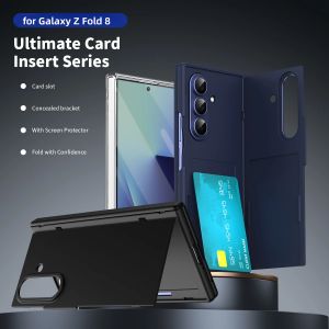 HIgh-end Busienss Invisible Insert Card Slot Case For Samsung Z Fold 8 Ultra Fold 7 5G Hinge Full-protect Alloy Lens Hard Cover
