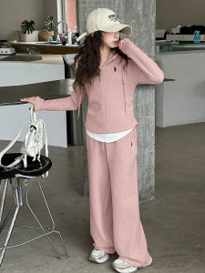 MPW | Girls Sporty Embroidered Two-Piece Set Autumn Casual Fashionable Hooded Outfit For Ages 3-14 Machine Washable Breathable