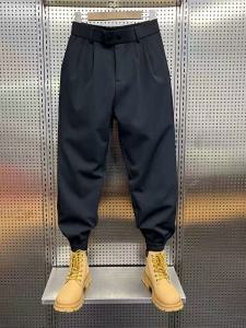 Loose Casual Pants for Men Trousers with Cuffs Nine Points Pure Color Simple Harlan West Pants Draping Slim Fit Summer Spring