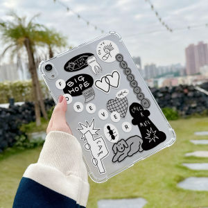 High Transparency Printed Tablet Case for Samsung Galaxy Tab S10 FE A9 A11 S7 S8 S9 Plus Black White Vintage Collage Fun Sticker