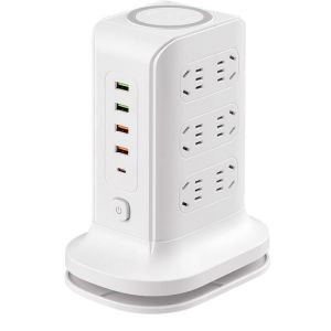 Smart Wireless Charging Vertical Tower Socket Multi-Function For Home USB Power Strip Storage Cable Power Supply Power Strip