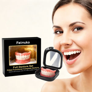 Aesthetic False Teeth Complete Denture Silicone Kit Conceal Tooth Gaps Lifelike Natural Teeth Perfect Smile Easy Wear Oral Care
