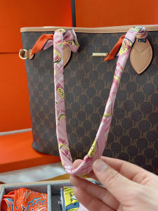 120cm Long Tied Bag Scarf Chain Shoulder Strap Handle Small Ribbon Decorative Narrow Belt Stripes Double-Sided Scarf