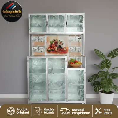Rak Piring Kaca 3 pintu - Rak Dapur Rak piring 2 pintu full aluminium Rak piring kaca harga termurah / Rak Piring Sumedang Bandung Cirebon Tegal