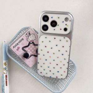 All-Over Multicolor Hearts Print Acrylic Phone Case For IPhone 13 14 15 16 17 Pro Max Large Window Shockproof Bumper Cover