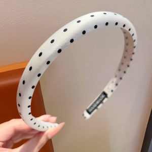 Non-slip Soft Headband Black and White Polka Dots