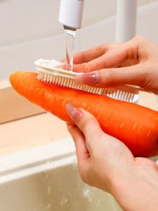 Kitchen Multi-Function Flexible Vegetable Fruit Cleaning Brush Home Sink Filter Board Gap Brush Durable PE Bristle Plastic Handle