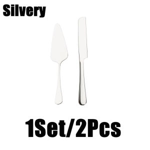 1set/2pcs Stainless Steel Cake Shovel Server Set Western Cheese Bread Knife For Baking Cake Wedding Birthday Celebration