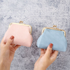 Retro Candy Colored Clutch Coin Purse for Women Short Style Snap Button Design Youth Friendly Soft PU Leather Horizontal Shape