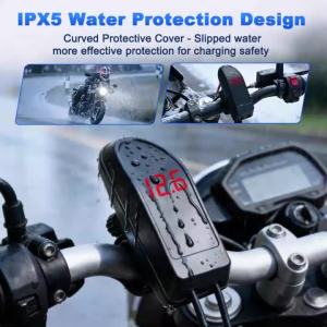 Extractme Motorcycle Charger Type-C Fast Charger Power Adapter Dual USB QC3.0 Socket with Switch Waterproof Digital Voltmeter