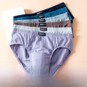 Men Briefs Cotton Mid Waist Mens Underwear Loose Underpants Middle-Aged and Elderly Pants Dad Shorts Plaid Pants