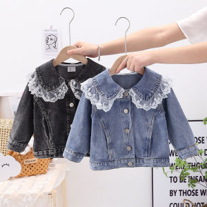 Korean Style Girls Denim Jacket Sweet Floral Edge Spring Autumn Clothes Baby Children Outerwear ANEMORA Love Elegant Baby