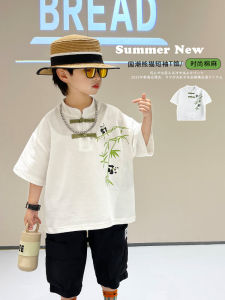 เสื้อผ้าเด็กชาย ชุดกวางตุ้งสไตล์จีนแขนสั้นฤดูร้อน ลายแพนด้า ชุดเด็กชาย ชุดกวางตุ้งบาง แฟชั่นฤดูร้อน เสื้อผ้าเด็กชาย