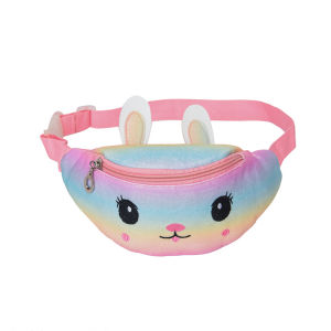 Childrens Fanny Pack Cute Rabbit Mobile Phone Bag Belt Gradient Color Chest Bag Cartoon Coin Purse Travel Chest Pack Girls Waist Bag