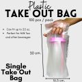 Plastic Take Out Bag for Milktea Shake Lemonade 100pcs Single Double. 