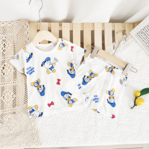 ชุดนอนนักบินอวกาศห้องแอร์แขนยาวใยไม้ไผ่ให้ความรู้สึกเย็นผ้าตาข่ายสำหรับเด็กหญิงและเด็กชายชุดใส่ในบ้านเหงื่อระบายอากาศได้ดีสำหรับฤดูร้อน