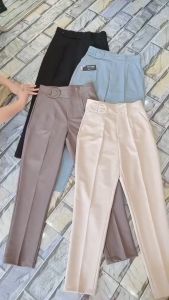 Quần baggy đai vuông cúc bấm Quần vải nữ cúc lệch chất vitex không bai xù vải -XMTĐ-mã 264