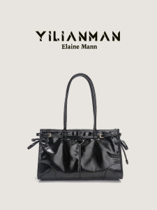 Iliman Womens Bag Oil Waxed Leather Motorcycle Bag Underarm Bag Large Capacity Totes Fashion All-Match Shoulder Messenger Bag