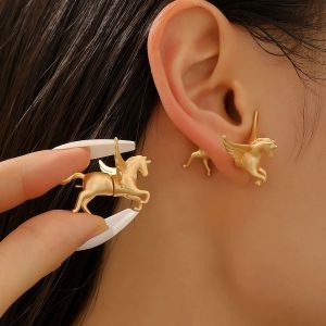 European and American niche fashion simple and unique playful animal art horse stud earrings personalized atmosphere pony earrin