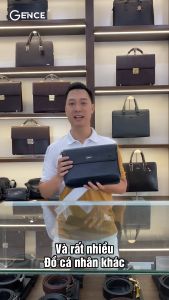 Túi Đeo Chéo Nam GENCE TD12 Chất Liệu Da Bò Cao Cấp Màu Đen Phối Xanh Dáng Ngang